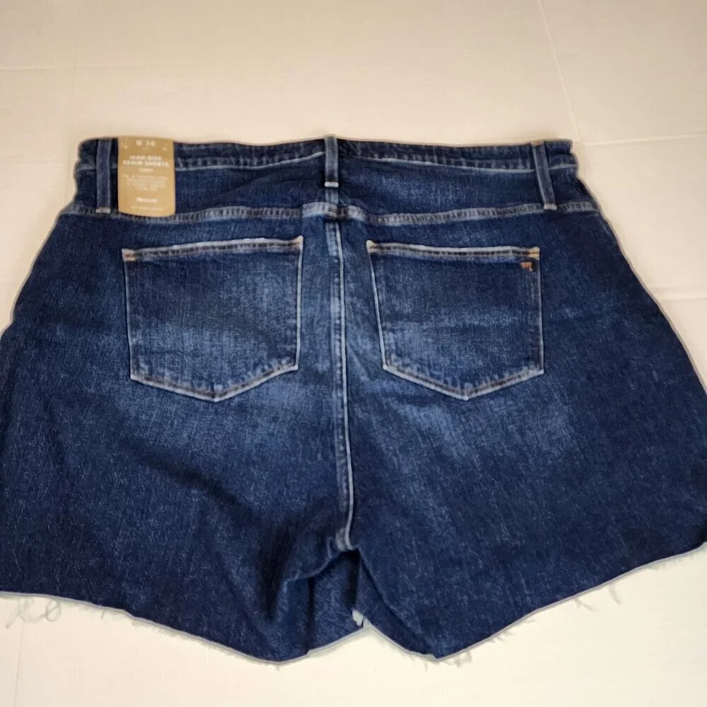 Madewell sz 36 High Rise Denim Shorts Curvy Blue Raw Hems